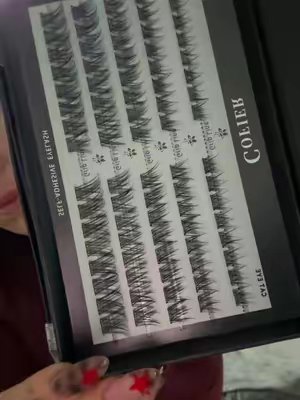 TikTok post by @yasminagar2 for COFIER Lashes. Caption reads: Giving the @Cofier Lashes pre glued lashes a try!....
