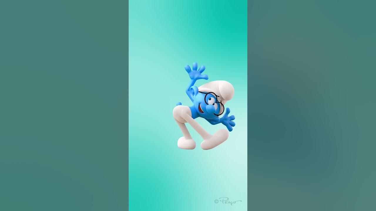 YouTube post by @TheSmurfsEnglish for GIPHY. Caption reads: Brainy's does the smurf! #smurfsmovie #smurf.