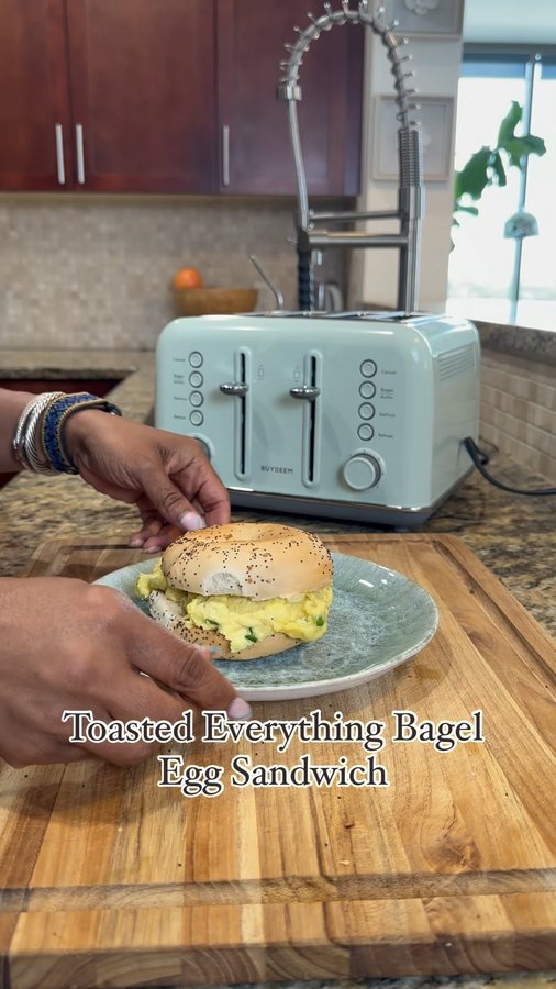 Instagram post by @myvegankitchenlife for Buydeem. Caption reads: [...] This is my new favorite toaster. Buydeem the....
