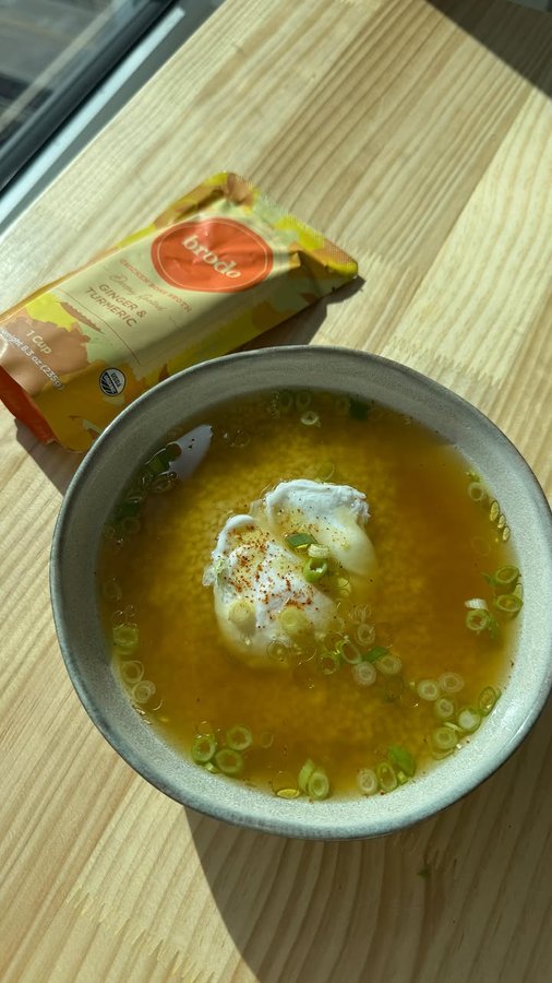 Instagram post by @toastedtable for Brodo. Caption reads: Breakfast Immunity Soup for those mornings you....