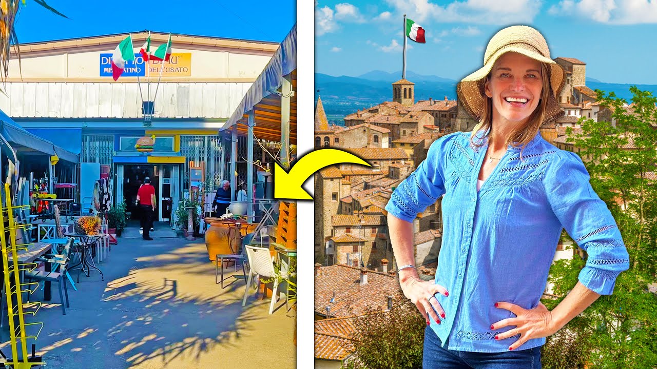 YouTube post by @julieinitaly for FOREO. Caption reads: This Flea Market Near Florence Broke Me (I Bought....