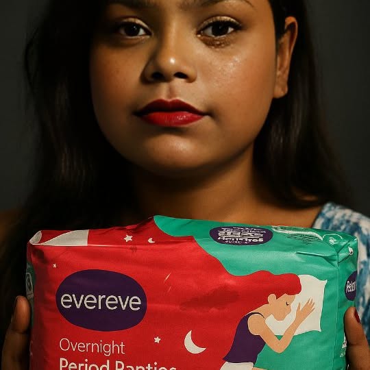 Instagram post by @thisissurabhi261 for Evereve. Caption reads: 🌙 Periods ki raat ho ya din – ab leakage ka no....