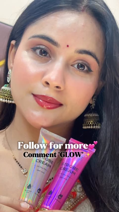Instagram post by @vanshikaa.jain__ for Insight Cosmetics. Caption reads: Comment for link🌸 #insightcosmetics #strobecream....