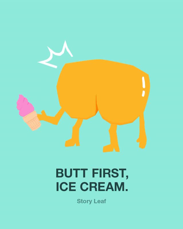 Instagram post by @story_leaf for GIPHY. Caption reads: Priorities, people. 🍑🍦 Check out more sweet GIFs....