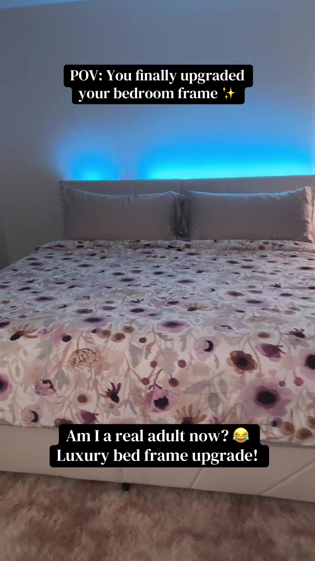 TikTok post by @heyyyleelee for Raybee Furniture. Caption reads: @RaybeeFurniture Finally gave my bedroom the....