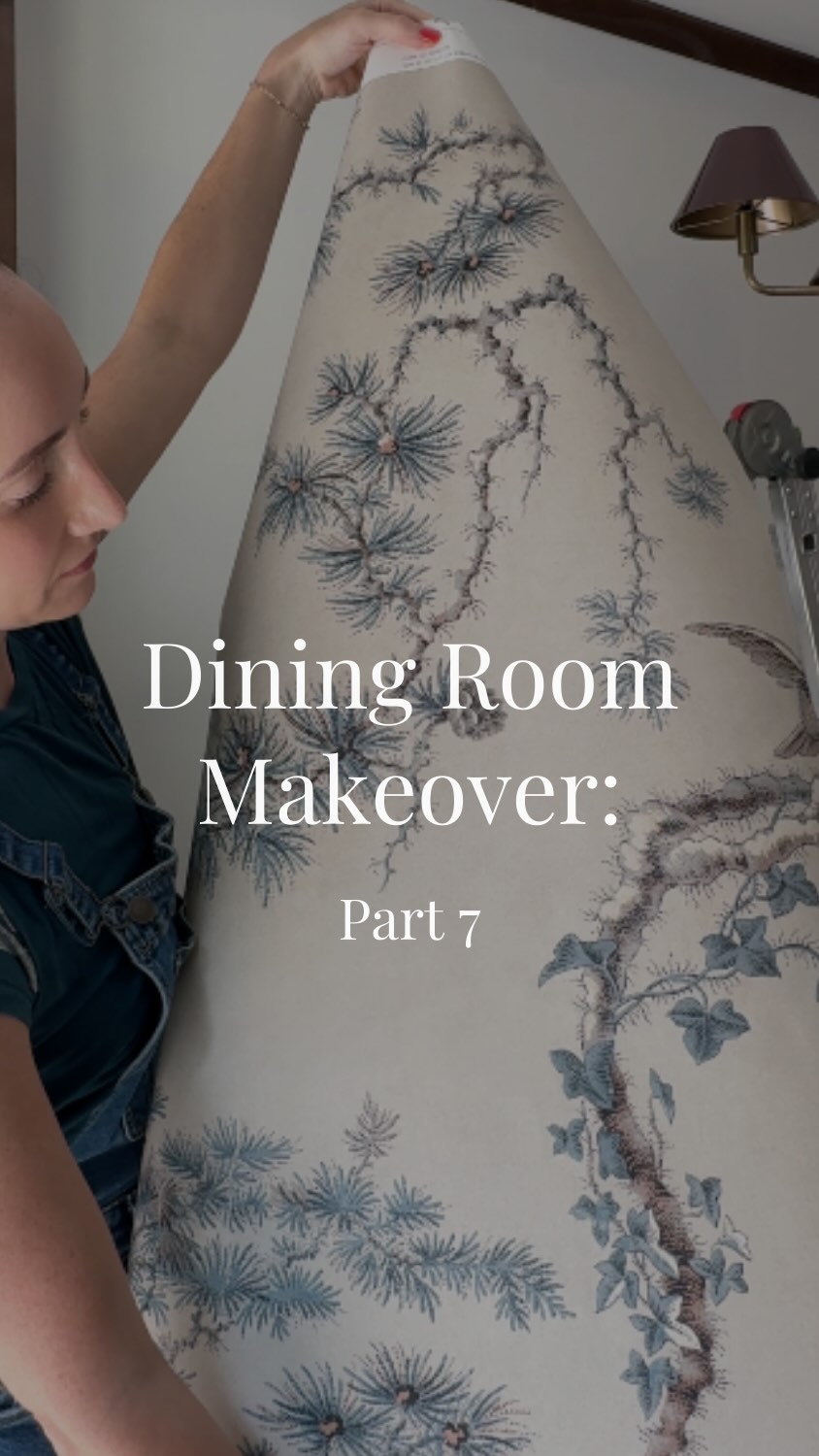 Instagram post by @oakandgrain_refinishing for Sandberg Wallpaper. Caption reads: I’m not saying the decision was easy… But Noah....