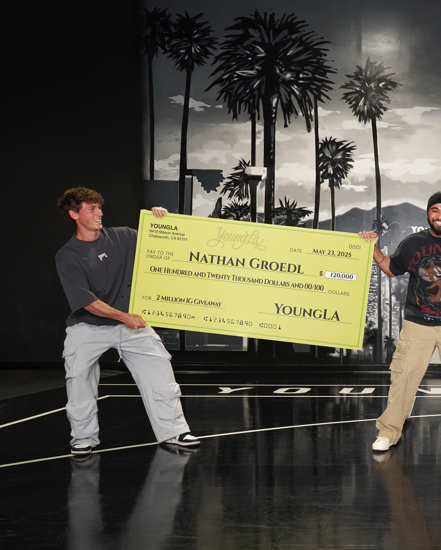 Instagram post by @gurmer for YoungLA. Caption reads: Everyone’s been asking who won the 2M Giveaway....