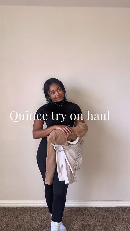 Instagram post by @juju.bricx for Quince. Caption reads: Soft, refined & beautifully made! Obsessed is an....