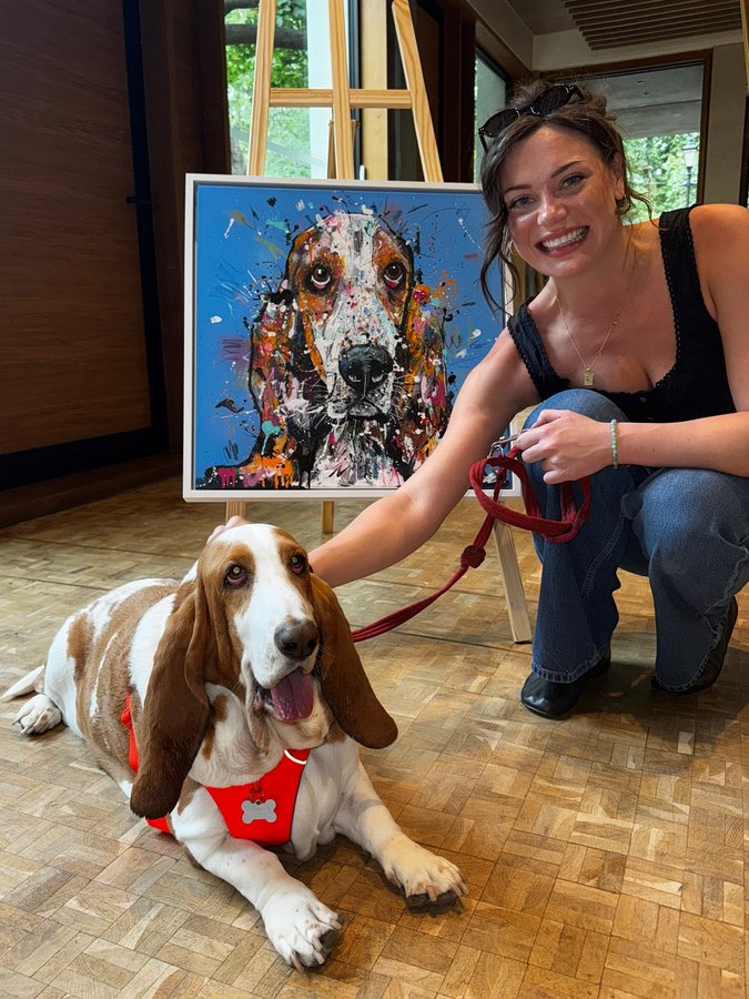 Instagram post by @danielletomlinsonart for Butternut Box. Caption reads: 🐾✨ Yesterday I had a paw-some trip celebrating....