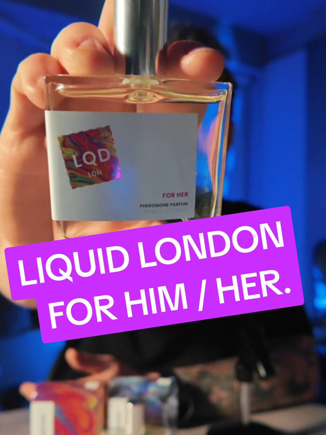 TikTok post by @davidvonfragrance for Liquid London. Caption reads: @liquid.london V1 & V2 @SmallRigOfficial is my....