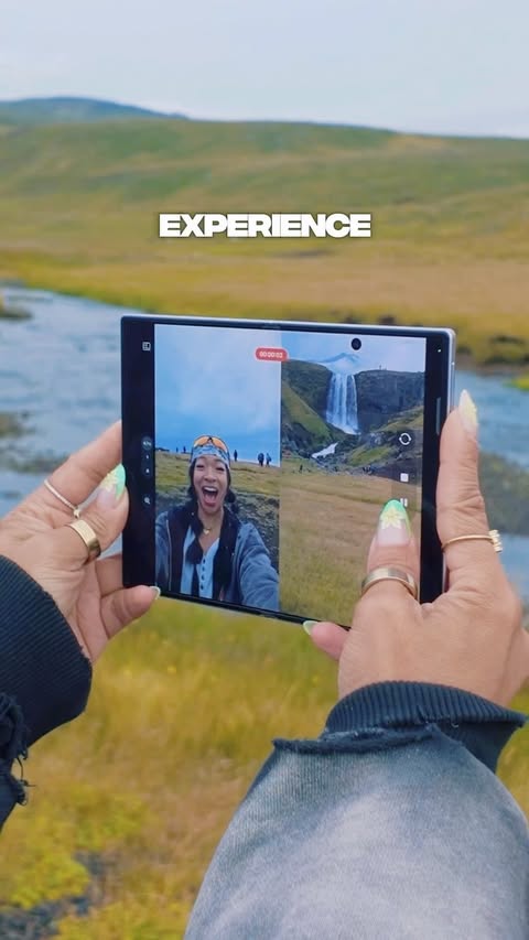 Instagram post by @withrubina for Samsung Mobile. Caption reads: change the way you see the world 🌏....