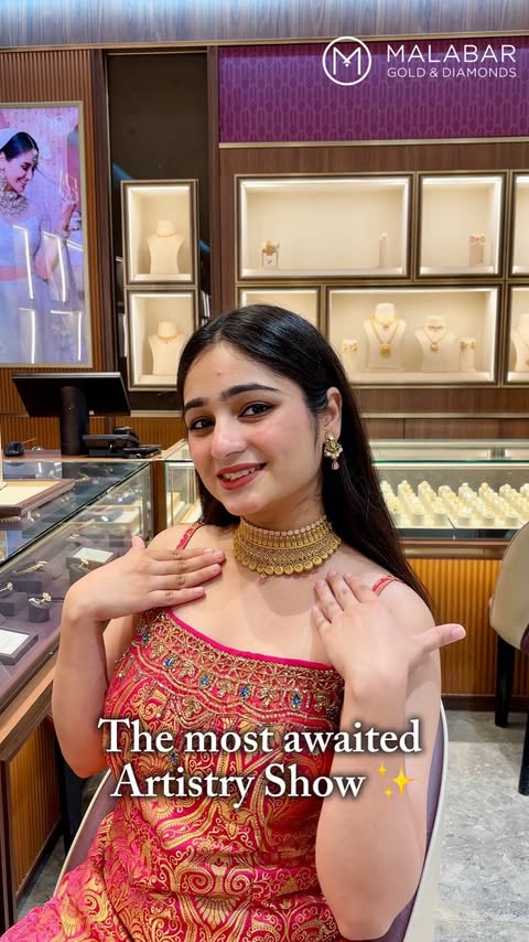 Instagram post by @http.nitikaa for Malabar Gold and Diamonds. Caption reads: [...] this limited-time showcase ✨....