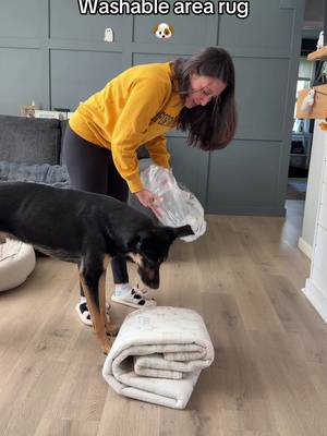 TikTok post by @charlieandapollo for Muddy Mat. Caption reads: [...] rug I can actually keep clean! @Muddy Mat....