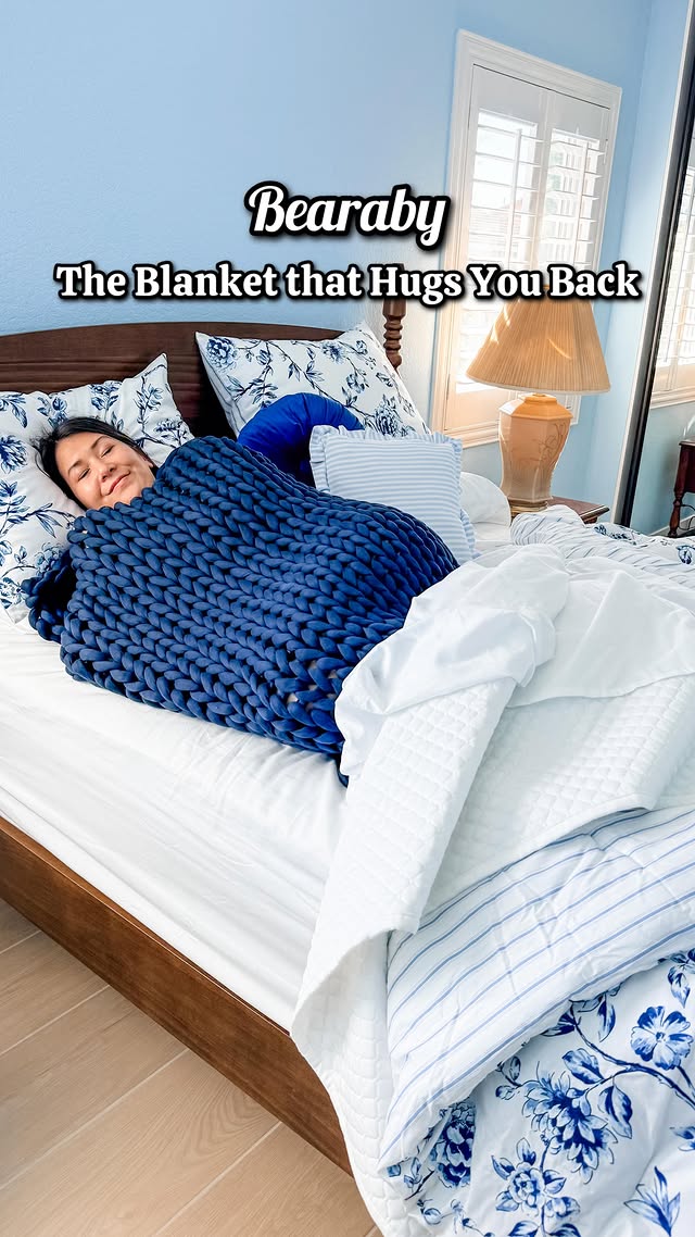 Instagram post by @letsrowithit for Bearaby. Caption reads: [...] be it. The Weighted Blanket from @mybearaby....