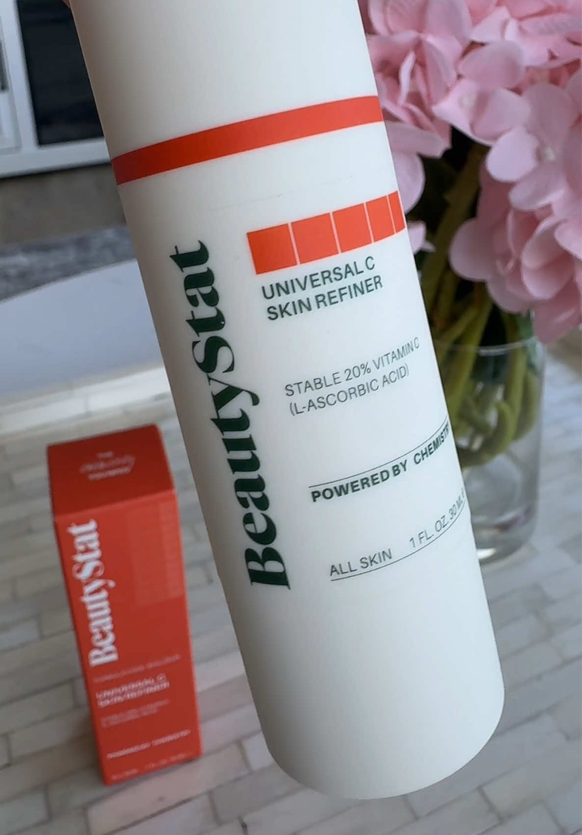 TikTok post by @mia_manhattan_ny for BeautyStat. Caption reads: Brighten, tighten, and firm with BeautyStat’s 20%....