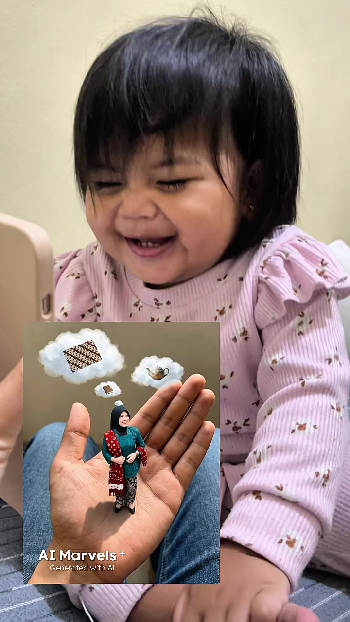 TikTok post by @yuswo_peni for AI Marvels. Caption reads: [...] wkwkwk ketawanya sampe ngakak gitu😂....