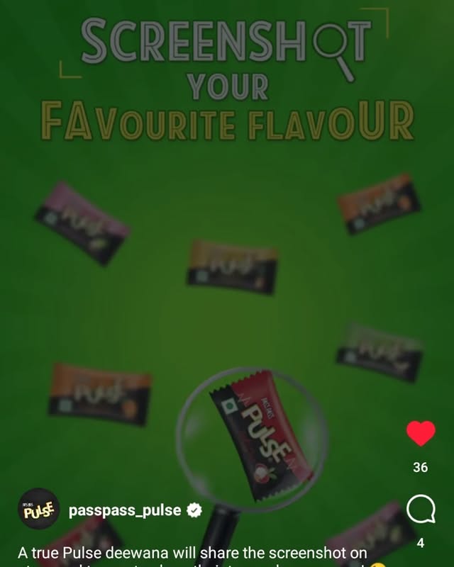 Instagram post by @anujarya3636 for Pulse. Caption reads: #PranJaayeParPulseNaJaaye #PulseCandy #Tangy....