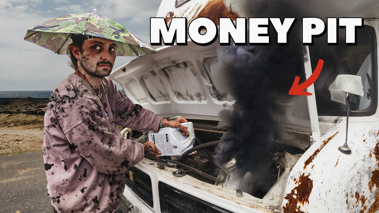 YouTube post by @upthehoe for Holy Squad. Caption reads: Fixing our Dodgy £2000 Campervan - Is it REALLY....
