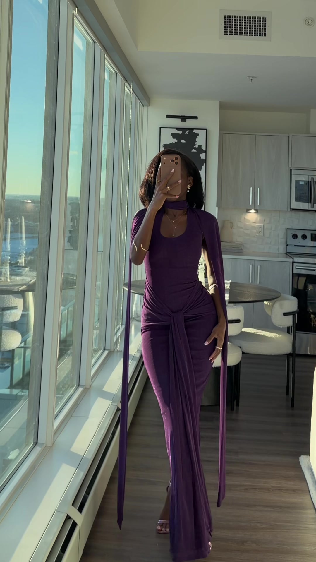 TikTok post by @styledby_aniiie for BBXBRAND. Caption reads: [...] found your NYE outfit  💜  Dress @BBXBRAND ....