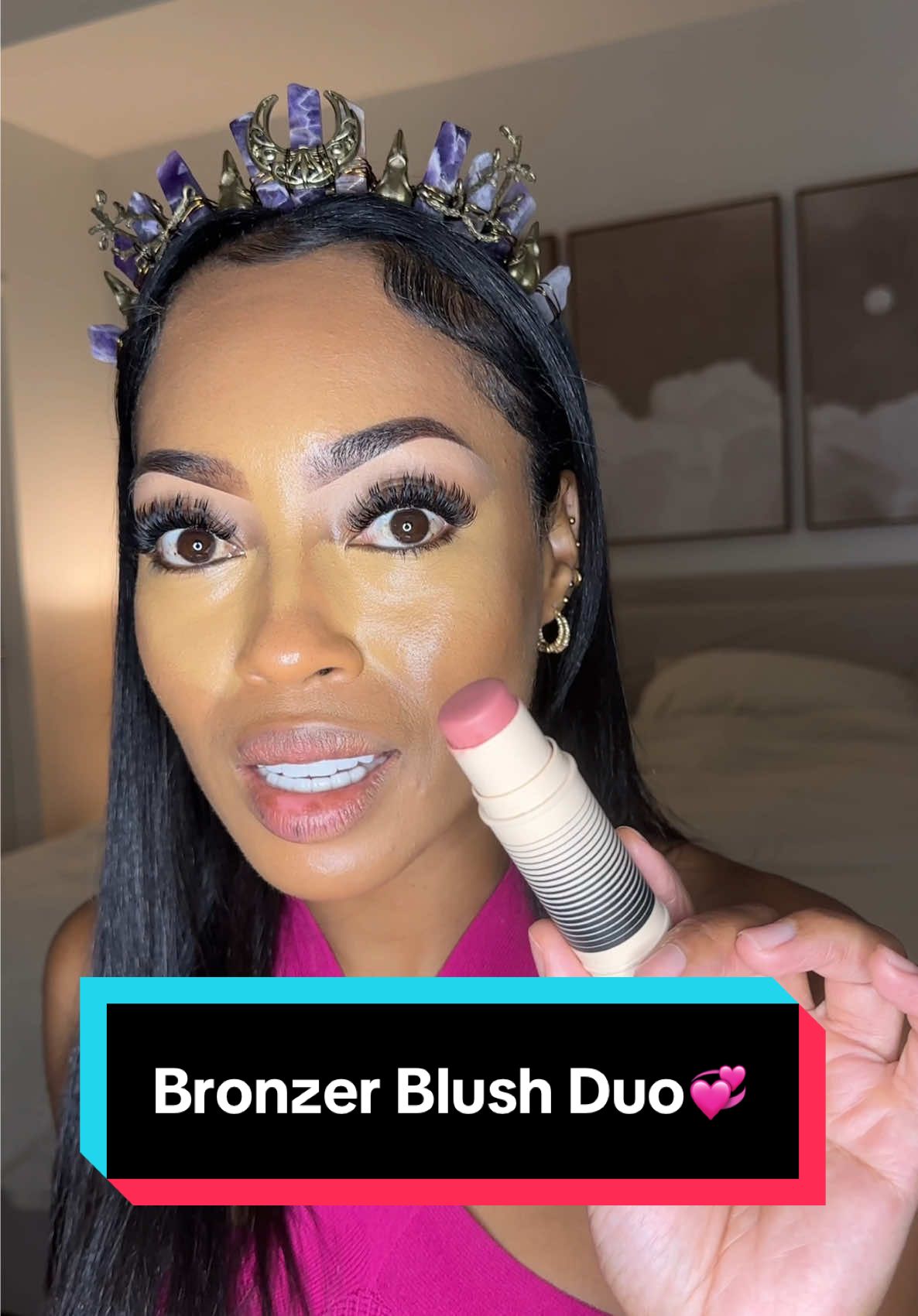 TikTok post by @ninadoesitall for DIBS Beauty. Caption reads: Island baddie loading with this @DIBSBEAUTY....
