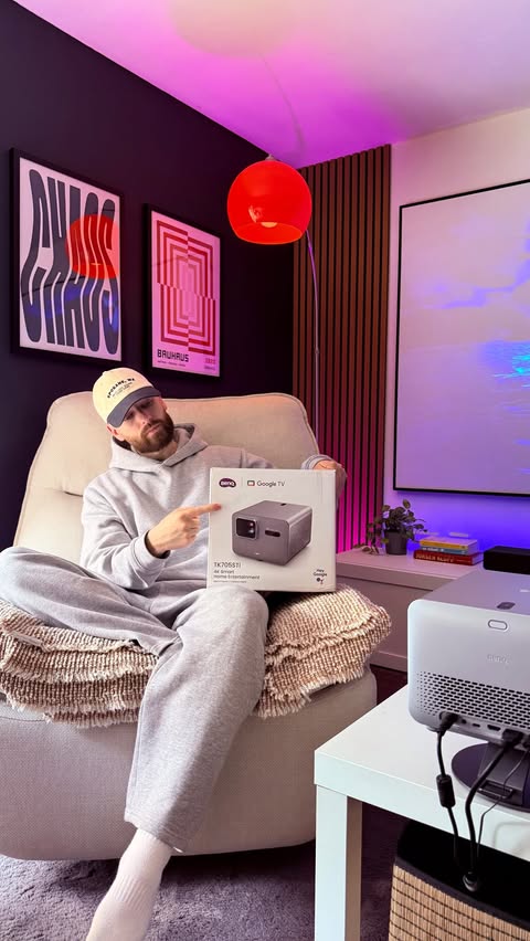 Instagram post by @zachs.space for BenQ. Caption reads: [...] turning a spare room into a cinema. The BenQ....