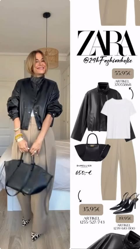 Instagram post by @24hfashionholic for ZARA. Caption reads: So in love with this ZARA trousers and Jacket from....