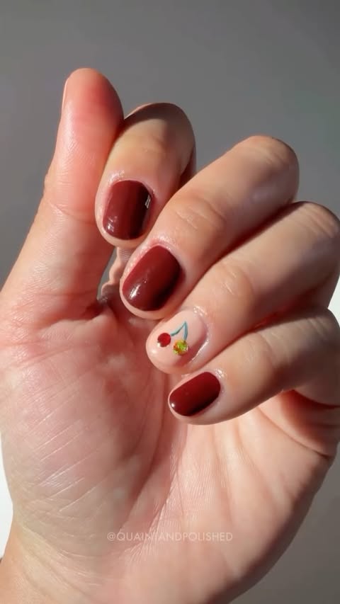 Instagram post by @quaintandpolished for Manucurist. Caption reads: I will miss 🍒 season so much 🥹 @manucurist....
