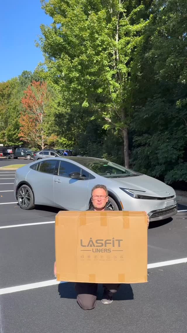 Instagram post by @toyotajeffreviews for Lasfit. Caption reads: Protect your 2025 Toyota Prius with Lasfit Liners!....