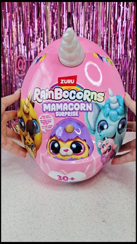 Instagram post by @tanjastoysreview for Zuru Toys. Caption reads: [AD] #asmr Unboxing the New Rainbocorns Mamacorn....