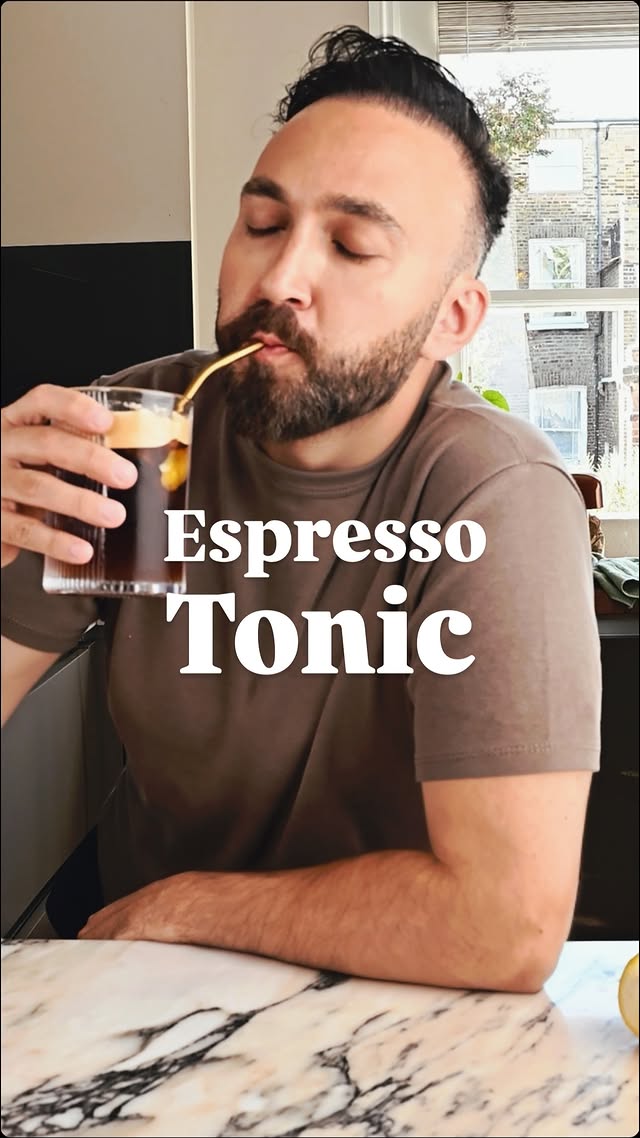 Instagram post by @homamino for Nespresso. Caption reads: This Nespresso Tonic is inspired by my last trip....