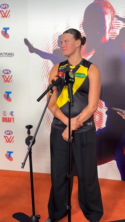Instagram post by @aflwomens for Telstra. Caption reads: Proud of his sis 🫶🏼.