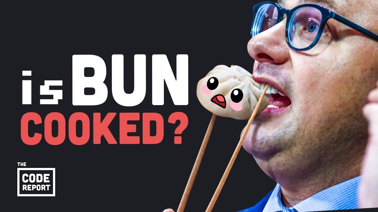 YouTube post by @Fireship for Brilliant.org. Caption reads: Anthropic just bought your favorite JS runtime....