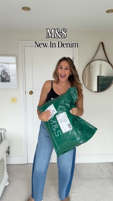 Instagram post by @stylingwithrebecca for Marks and Spencer. Caption reads: I spent over £100 on the new in M&S denim and WOW…....