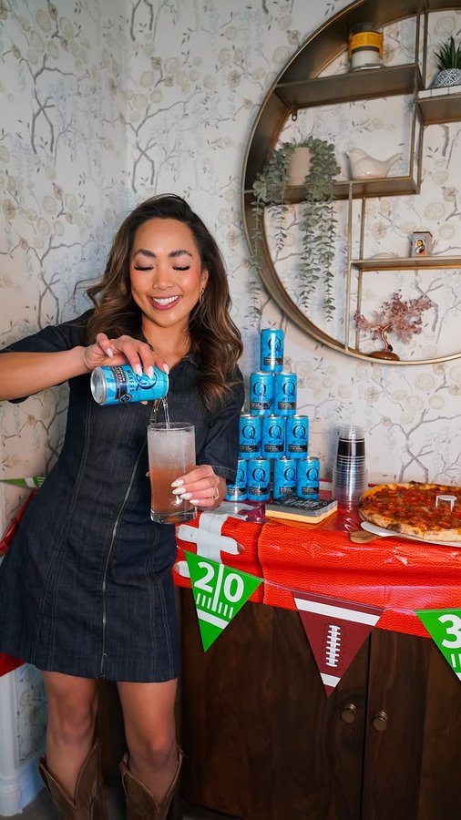 Instagram post by @sincerelyreneze for Q Mixers. Caption reads: 🏈🎉 The Big Game is almost here, and it’s time to....