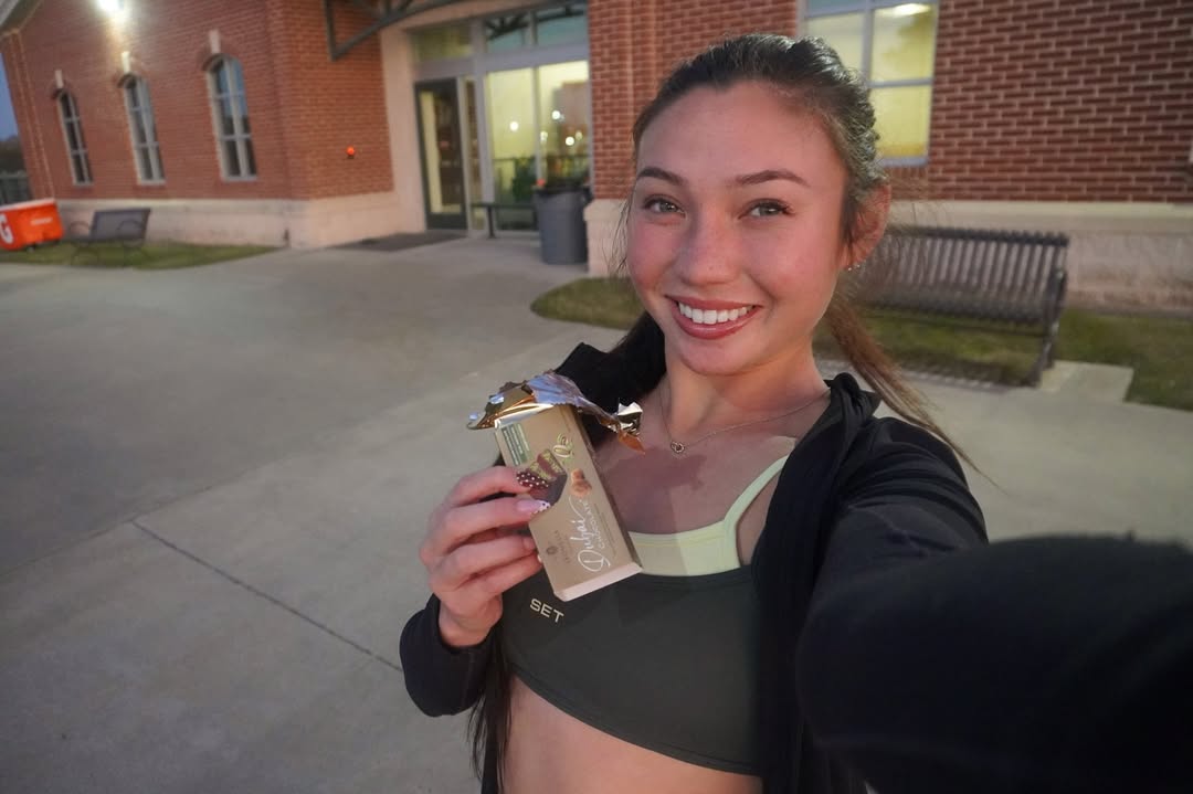 Instagram post by @tyler.isgrig for 98Strong. Caption reads: [...] Dubai chocolate🍫💚 @98strong_....