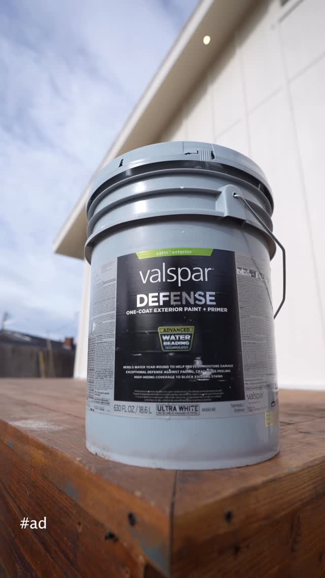 Instagram post by @mattbangswood for Valspar. Caption reads: #ad The outside of my house is finally done! This....