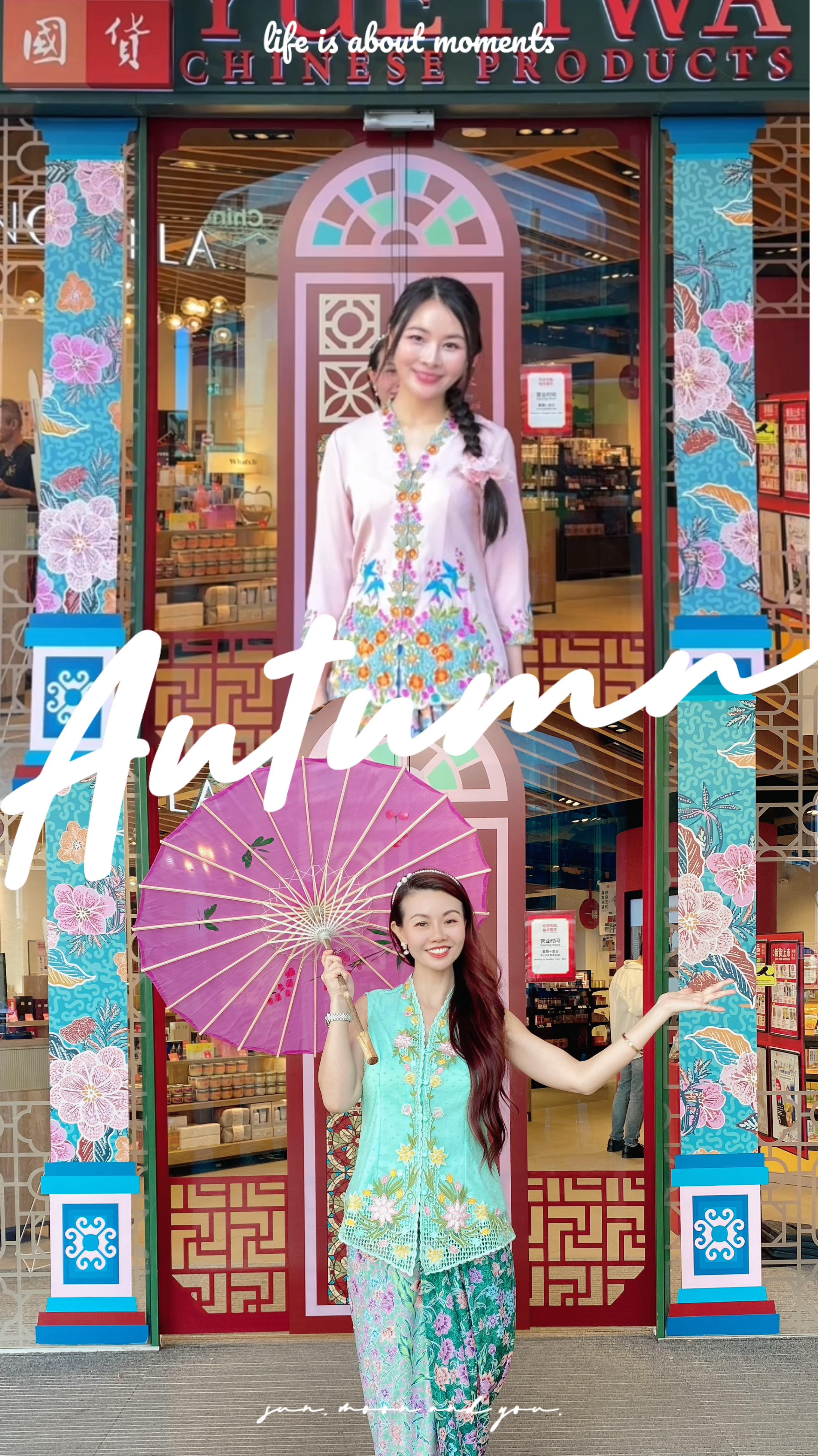 Instagram post by @maggiegiehu for Singapore Travel Specialist by Dirgantara Fasa. Caption reads: ✨ From tradition to trend — immerse yourself in....