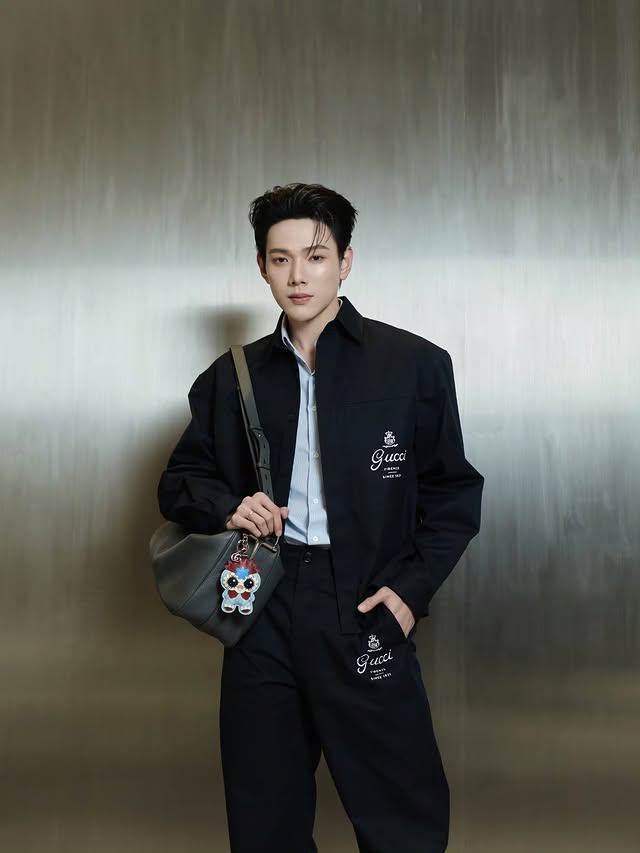 Instagram post by @oueiija for GUCCI. Caption reads: Cheers to a new chapter 
#GucciCentralEmbassy....