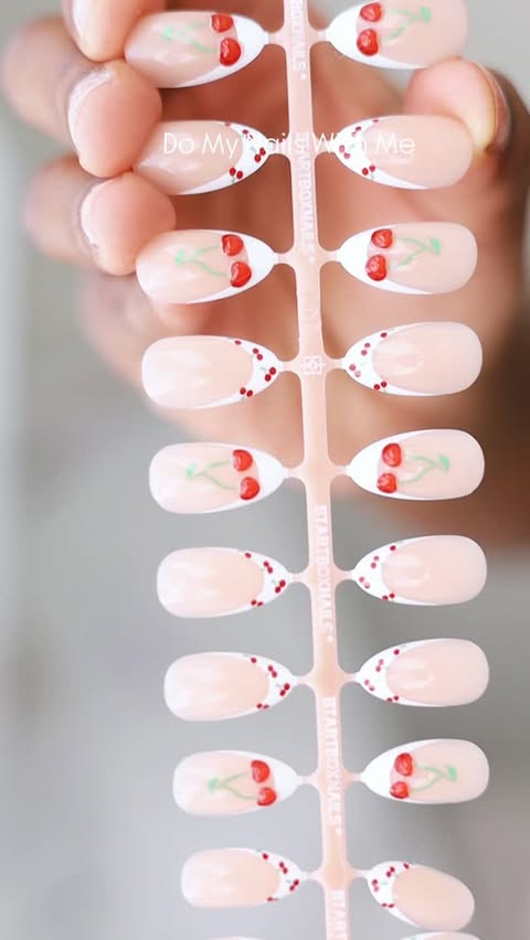 Instagram post by @n.e.e.ks for BTArtboxnails. Caption reads: [...] nails turned out for Valentine’s! 🍒....