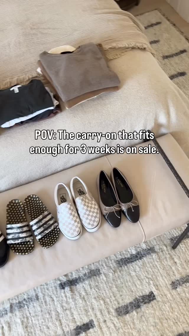 Instagram post by @citysage for Monos. Caption reads: This luggage almost NEVER goes on sale and it’s....