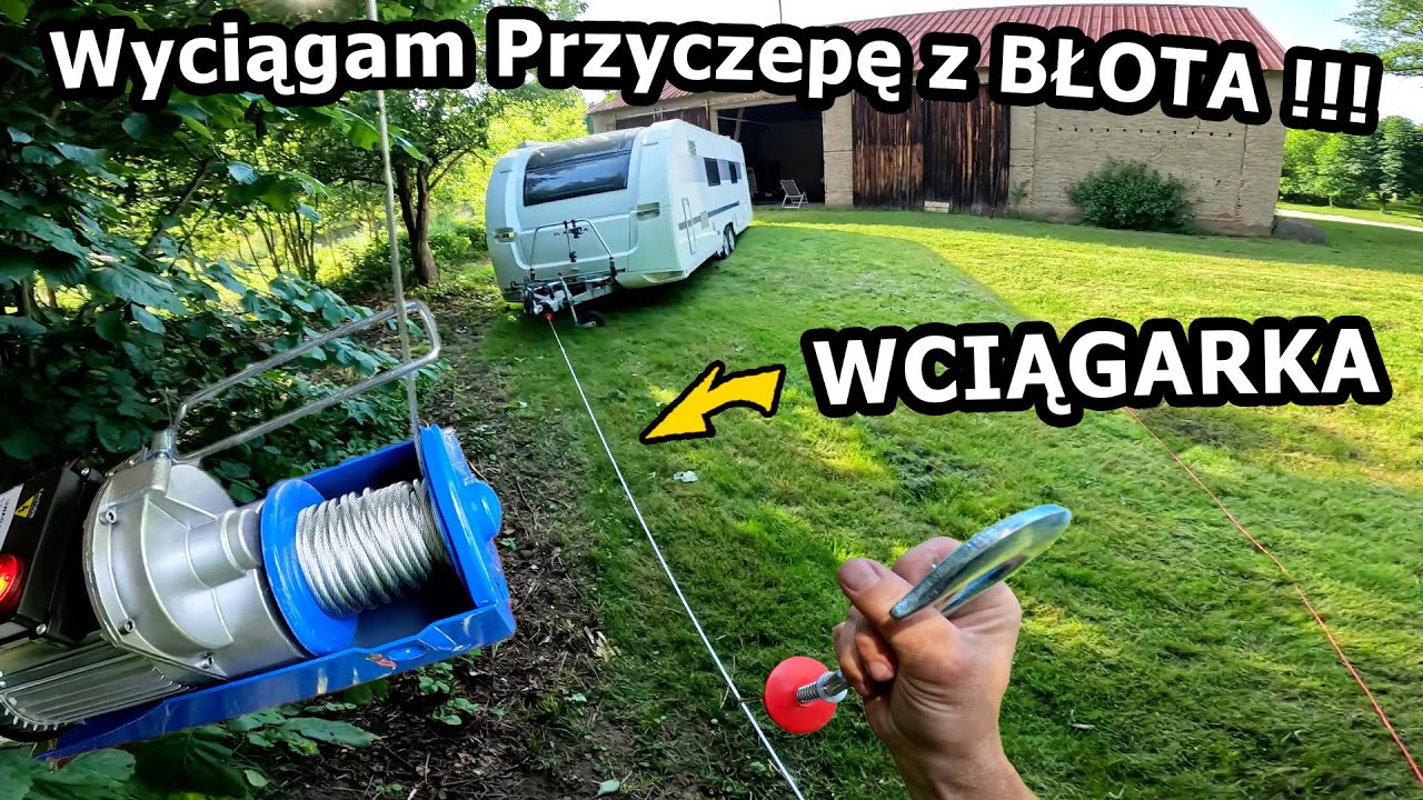 YouTube post by @613K subscribers for Allegro. Caption reads: Zakopałem Przyczepę Kempingową !!! - Używam....
