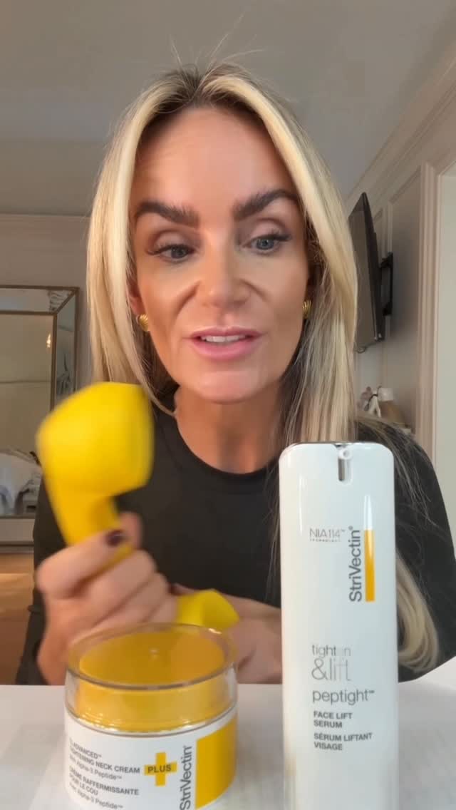 Instagram post by @meeghanm for StriVectin. Caption reads: Crusty gals, REJOICE! @Strivectin to the rescue 🛟....