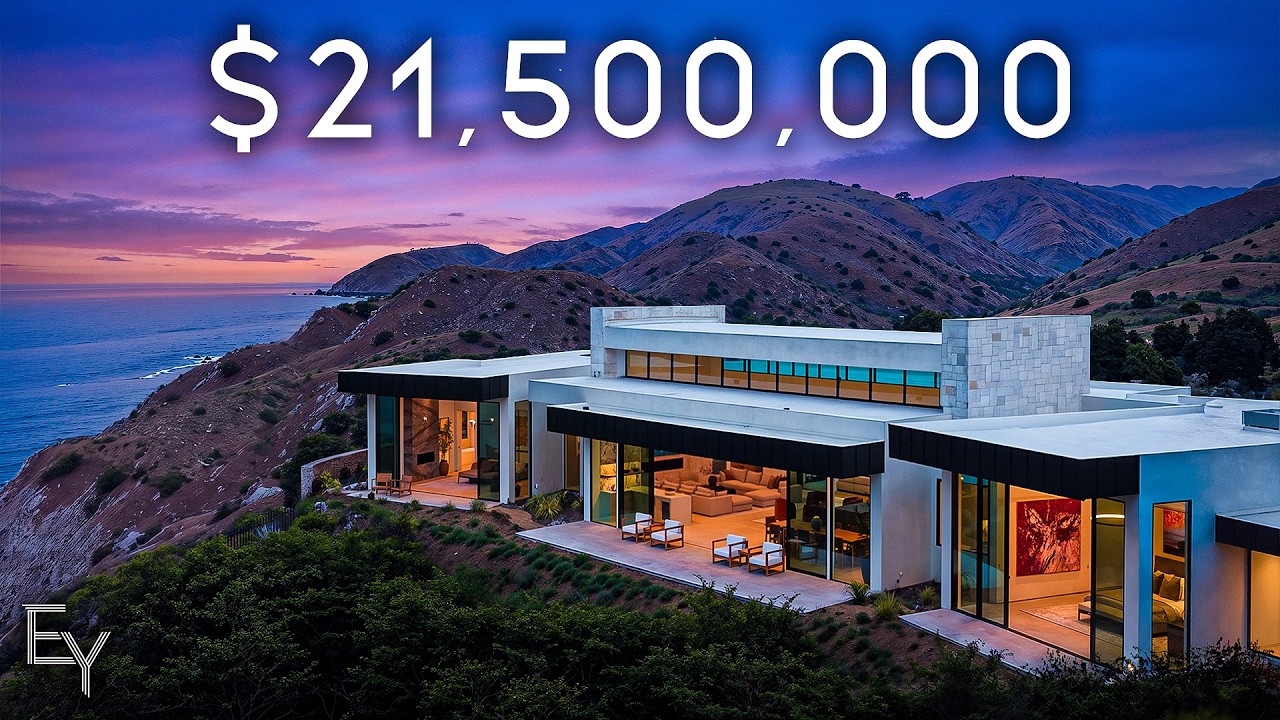 YouTube post by @EnesYilmazer for Motion Array. Caption reads: Touring Malibu’s Newest Modern Estate Above the....