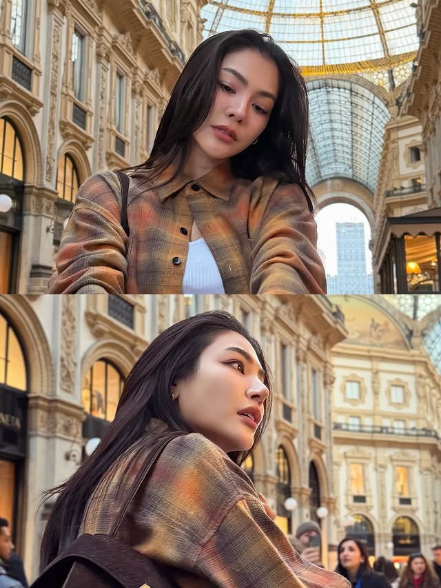 Instagram post by @faye for FERRAGAMO. Caption reads: 🍁🌤️🌼😊 @ferragamo #Ferragamo #FerragamoFW26....