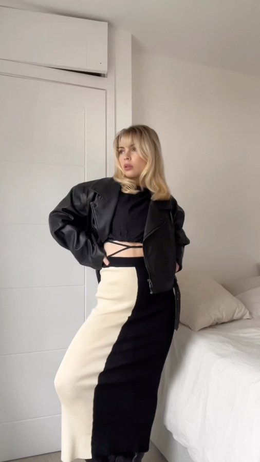 Instagram post by @gemmaadby for Ally Fashion. Caption reads: Date night outfit 🤍🖤🤍🖤 @allyfashion This....