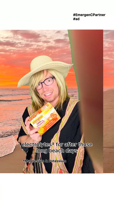 Instagram post by @ericfeldman9 for Emergen-C. Caption reads: [...] 👍🏻☀️ now what to wear LOL!!!! @emergenc....