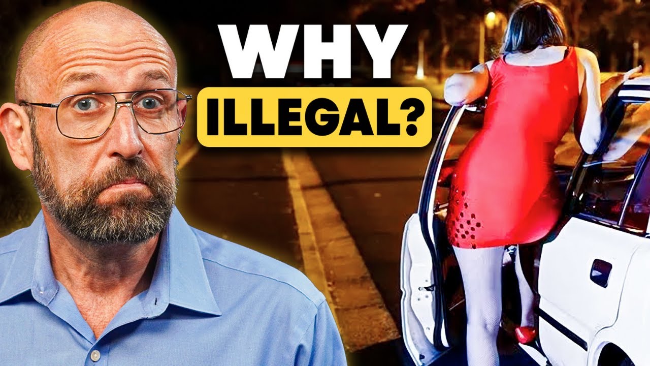 YouTube post by @ElephantsInRooms for Canva. Caption reads: Why is prostitution really illegal?.