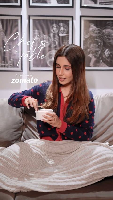 Instagram post by @kritisinghxo for Zomato. Caption reads: Introducing Chef’s Table by @zomato A signature....