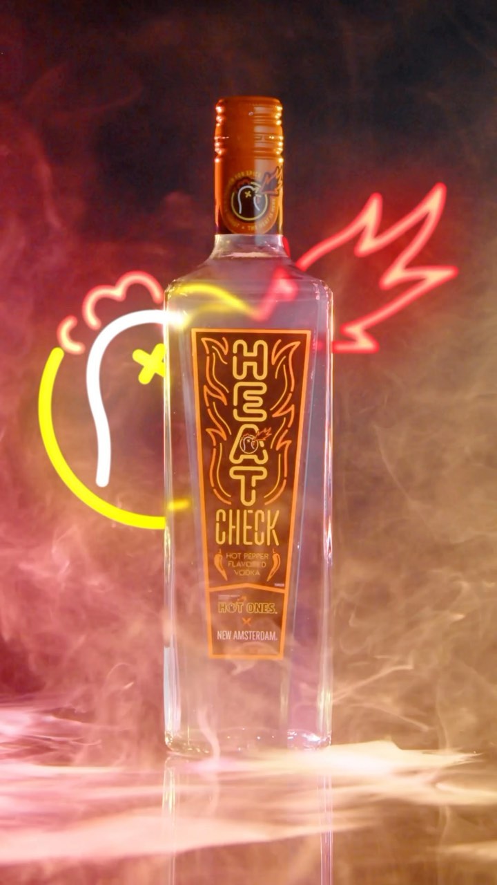 Instagram post by @newamsterdamvodka for First We Feast. Caption reads: The vibes are high, but the scoville rating is....