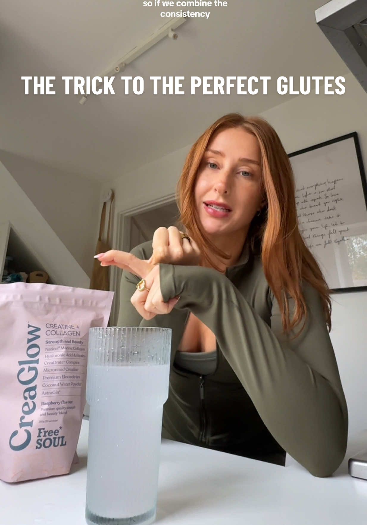 TikTok post by @lauracoenfit for Free Soul. Caption reads: A gym girls dream concoction 🍑creatine that....